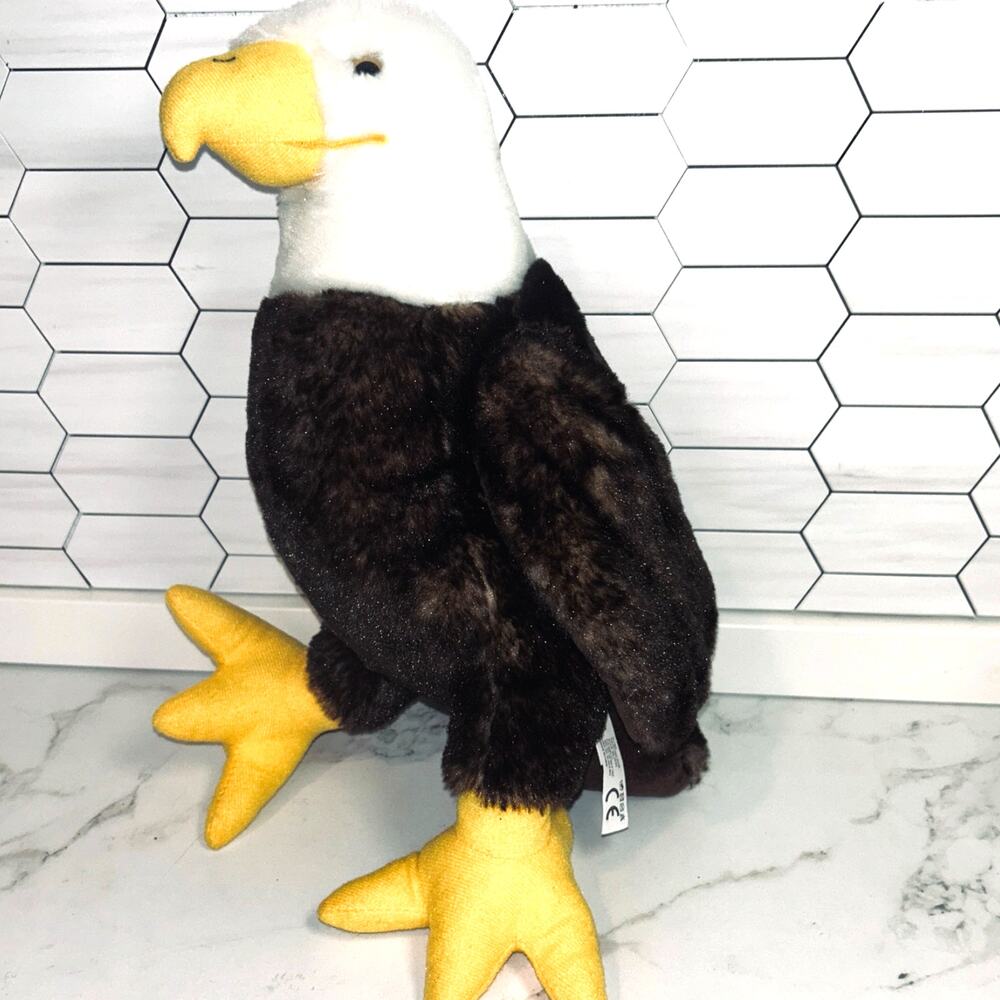 The Petting Zoo Bald Eagle Plush 2024 Large Stuffed Bird Brown White Yellow